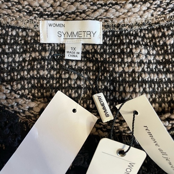 NWT Symmetry 1X black and gray knitted long sleeve sweater - Picture 5 of 6